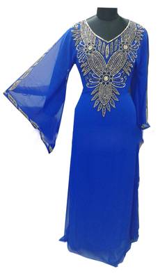 Royal Blue Georgette Farasha With Zari And Stone Work 1