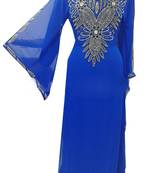 Royal Blue Georgette Farasha With Zari And Stone Work