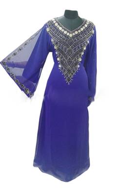 Blue Georgette Farasha With Zari And Stone Work 1