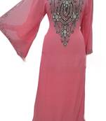 Peach Georgette Farasha With Zari And Stone Work