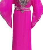 Pink Georgette Farasha With Zari And Stone Work