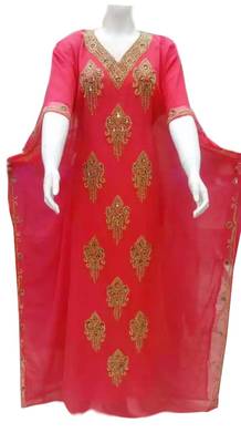 Red Georgette Farasha With Zari And Stone Work 1