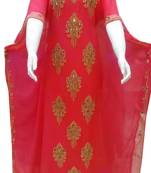 Red Georgette Farasha With Zari And Stone Work