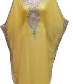Yellow Georgette Farasha With Zari And Stone Work