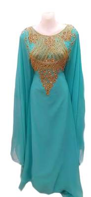 Sky blue Georgette Farasha With Zari And Stone Work 1