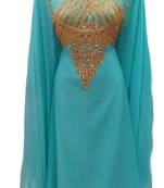 Sky blue Georgette Farasha With Zari And Stone Work