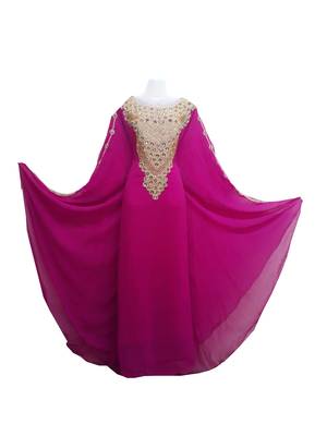 Pink Georgette Farasha With Zari And Stone Work 1