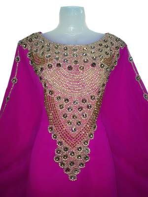 Pink Georgette Farasha With Zari And Stone Work 2