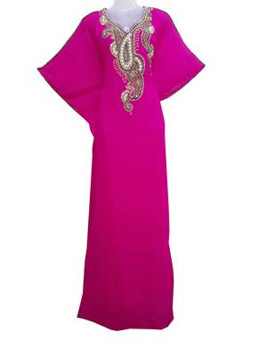 Pink Georgette Farasha With Zari And Stone Work 1