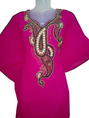 Pink Georgette Farasha With Zari And Stone Work 2