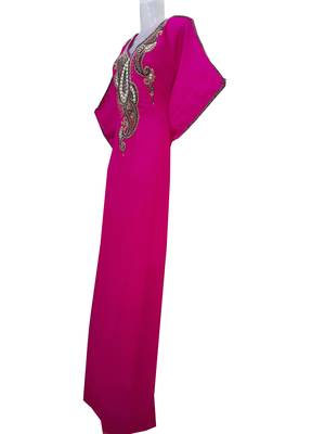 Pink Georgette Farasha With Zari And Stone Work 3
