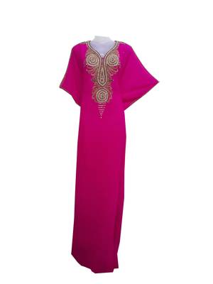 Pink Georgette Farasha With Zari And Stone Work 1