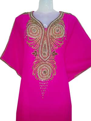 Pink Georgette Farasha With Zari And Stone Work 2