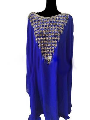 Blue Georgette Farasha With Zari And Stone Work 1
