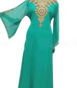 Sea Green Georgette Farasha With Zari And Stone Work