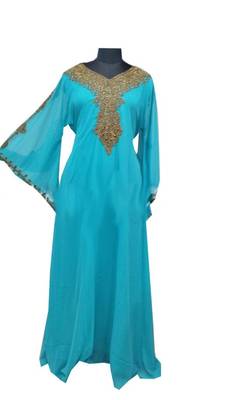 Firozi Georgette Farasha With Zari And Stone Work 1