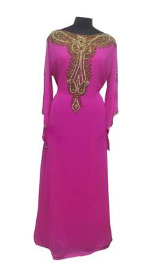 Pink Georgette Farasha With Zari And Stone Work 1