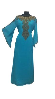 Firozi Georgette Farasha With Zari And Stone Work 1