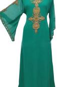 Green Georgette Farasha With Zari And Stone Work
