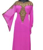 Pink Georgette Farasha With Zari And Stone Work
