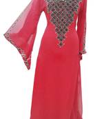 Peach Georgette Farasha With Zari And Stone Work