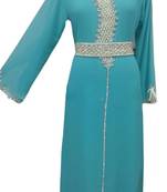 Firozi Georgette Farasha With Zari And Stone Work