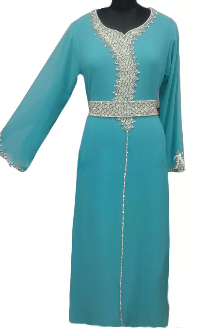 Firozi Georgette Farasha With Zari And Stone Work