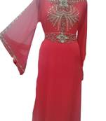 Peach Georgette Farasha With Zari And Stone Work