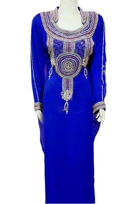 Blue Georgette Farasha With Zari And Stone Work 1