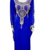 Blue Georgette Farasha With Zari And Stone Work