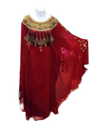 Maroon Georgette Farasha With Zari And Stone Work 1