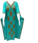 Green Georgette Farasha With Zari And Stone Work