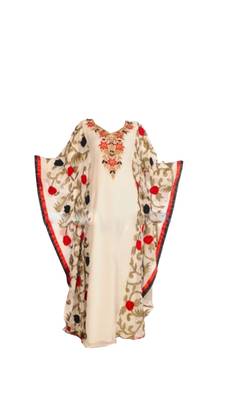 White Georgette Farasha With Machine Work Embroidery 1
