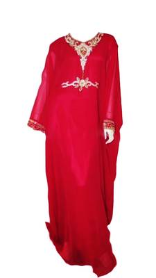 Red Georgette Farasha With Zari And Stone Work 1