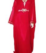 Red Georgette Farasha With Zari And Stone Work