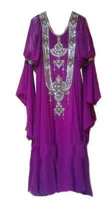 Purple Georgette Farasha With Zari And Stone Work 1