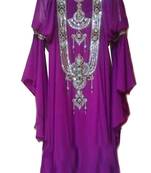 Purple Georgette Farasha With Zari And Stone Work