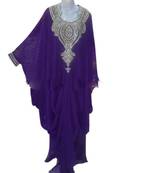 Purple Georgette Farasha With Zari And Stone Work
