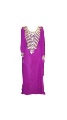 Purple Georgette Farasha With Zari And Stone Work 1