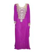 Purple Georgette Farasha With Zari And Stone Work