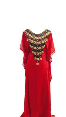 Red Georgette Farasha With Zari And Stone Work 1