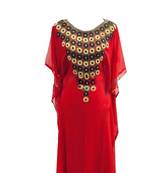 Red Georgette Farasha With Zari And Stone Work