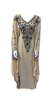 Beige Georgette Farasha With Zari And Stone Work 1