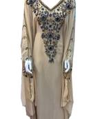 Beige Georgette Farasha With Zari And Stone Work