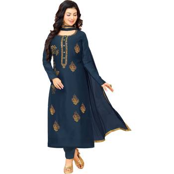 Navy-blue embroidered cotton salwar 4