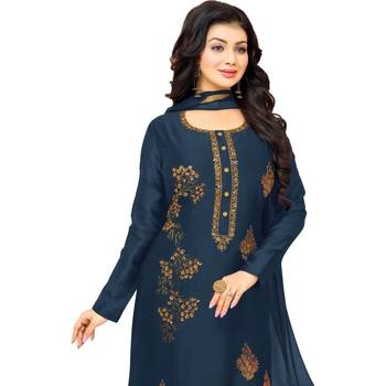 Navy-blue embroidered cotton salwar 5