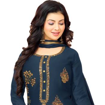 Navy-blue embroidered cotton salwar 6