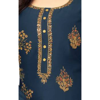 Navy-blue embroidered cotton salwar 8