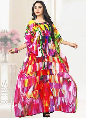 Designer Printed Georgette Kaftan With Scoop Neck 1