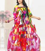 Designer Printed Georgette Kaftan With Scoop Neck